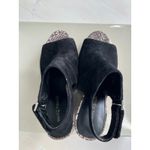 Marc Fisher Black Suede Peep Toe Espadrille Wedge Sandals Size 6.5M Photo 5