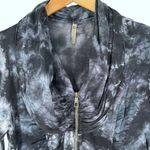 XCVI Black and Gray Tie Dye Ruched Jersey Zip Casual Jacket Size M Photo 1
