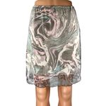 Persaya Gray Marble Print Elastic Waist Mesh Sheer Knee Length Pencil Skirt L Photo 1