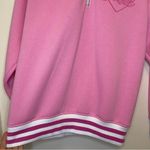 BARBIE Quarter Zip Heart Embroidered Sweatshirt Pink Sz Adult Medium Photo 7