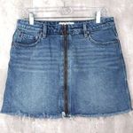 We The Free  Women’s O-Ring Zip Front Frayed/ Fringe Detail Denim Mini Skirt 27 Photo 0