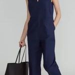Everlane Structured Cotton V-Neck Jumpsuit Size 8 Navy Blue Career Academia Work Photo 0