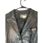 Roots Black Leather Button Front Collared Basic Leather Jacket Women Sz 8 Photo 3