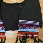 World Market Brown Crocheted Fairisle Fringe Coastal Cowgirl Bohemian Wrap Sca… Photo 1