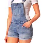 Wall Flower  Womens Shortalls Blue Denim •Size Medium Photo 0