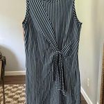 J. McLaughlin  JENN STRIPED SLEEVELESS CREW NECK COTTON TIE WAIST SHEATH DRESS Photo 5