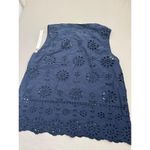 Caslon Sleeveless Top Womens Size S Navy Blue Eyelet V-Neck Floral Photo 3