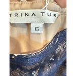 Trina Turk  Los Angeles Navy Blue Lace Overlay‎ Dress Size 6 Bell Sleeves Photo 2