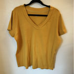ST John day Size S Tan Camel Brown V Neck Short Sleeve Slub‎ Cotton Tee Shirt Gold Photo 0