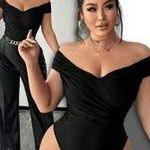 SheIn  SXY Plus Size Women Sexy Off Shoulder Criss-Cross Ruched Bodysuit, Suitab… Photo 0