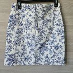 Talbots Skirt Womens Size 4P Bird Toile Print Denim A-Line Stretch Floral Skirt Photo 2