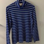 Jones New York Sport Womens Turtleneck Shirt Blue/White Stripe Large Photo 0