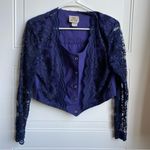 1849 Authentic Ranchwear Lace Sleeve Western Cropped Waist Cowgirl Rodeo Top Blue Size M Photo 1