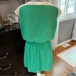 Miami  Green Crochet Trim Boho Peasant Dress Size M Cottagecore Chic Photo 6