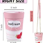 STRAWBERRY ICE CREAM NOVELTY CROSSBODY SHOULDER BAG Pink Photo 3