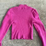 LA Hearts  crop ribbed mock neck top. Long sleeve. Color- fuchsia. Size- XS Photo 3