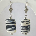 3Black & White Striped Glass Earrings Retro Chic Drop Style Photo 0