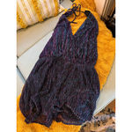 Lulus Women's Black & Purple Shimmer Halter Romper XL Photo 1