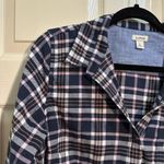 L.L.Bean Women’s  Long Sleeve Button Down Flannel Shirt Blue Pink Plaid Sz Large Photo 1