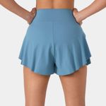 Halara High Waisted Split 2-in-1 Yoga Shorts 2” Medium Women’s Blue NWT Photo 3