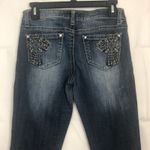 Zanadi 7 Embroidered Low Rise Dark Wash Jeans Size 7 Blue Photo 7