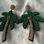 Lisi Lerch NEW Green and Gold Beaded Palm Tree  Statement Earrings Photo 1