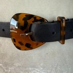 Women's unbranded black leather adjustable belt with animal print buckle Photo 5
