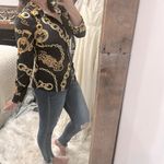 None Chain Print Black and Gold Women's Top size small Photo 3