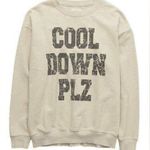 Aerie Oversized Cool Down Plz Crewneck Sweatshirt in Beige/Black Size S Photo 0