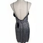 ZARA NWT Shimmery Metallic Silver Black Ruffle Party Mini Dress Size Large Photo 5