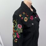 Gianni Bini  Embroidered Black Jean Jacket Florals Small Photo 3