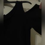 Ribbed Cutout Black Cold Shoulder Sweater Dress Photo 2