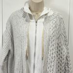 POL  Cable Knit Sweater Zip Cardigan Small Oversized Layered Gray Coastal Boho Photo 3