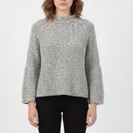 White Willow Speckled Mock Neck Knit Sweater Women's Size S/P Gray Photo 4
