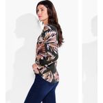 Nic+Zoe NWT NZT By Nic Zoe Women's Top XS Palm Print V-Neck Blouse Green Multicolor Photo 1