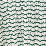 Lands' End  Green White Cotton Blend Pointelle Stripe Crew Button Trim Sweater MP Photo 12