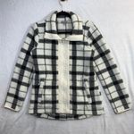 Talbots XS Fleece Zip Up Jacket Plaid Sherpa Fall Winter Warm Cozy Minimalist Black Photo 1
