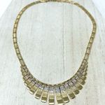 Solid 14K yellow gold Egyptian revival fringe bib necklace, vintage Photo 8