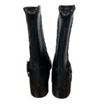 Chico's Boots Womens 10M Black Leather Quilted Mid Calf Zip Buckle Moto Photo 7