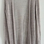 Eileen Fisher 100% Linen Gray/Purple Open Front Lightweight Cardigan Petite Sm Photo 0