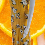 Pink Rose Yellow with White Flower‎ Sleeveless Dress Size Small Photo 0