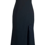 Betsy and Adam Women's Formal Dress Size 4 Black Crepe Tie Up Backless Halter Gown Photo 0