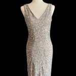 Monash Apparels Sequined Evening Gown With Side Slit Silver Size M Photo 9