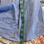 Willow & Clay  medium womens chambray striped wrap blouse ruffle sleeve v neck Photo 9