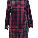 Brooks Brothers Red Fleece Shirt Dress Flannel Plaid Navy Blue Red Size 10 Photo 0