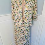 British Khaki Vintage Linen & Cotton Cottagecore Floral Skirt Set Large Photo 1