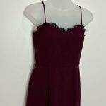 WAYF  The Mia Lace Trim Front Slit Gown In Cabernet red burgundy black size XS Photo 6