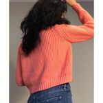 Topshop  Petite Neon Peach Cropped Knit Crew Neck Sweater Size 10 Large Photo 5