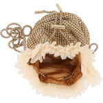 Badgley Mischka Adley Drawstring Bag with Ruffled Tulle Rhinestone Purse Gold Photo 1
