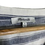 Madewell Striped Boxy Lace Up Tie Blouse Short Sleeve Linen Top Blue White Small Photo 6